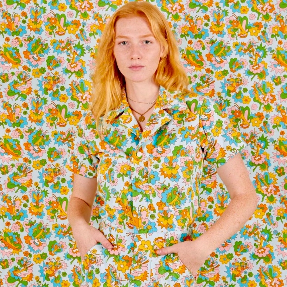 Big Bud Press butterfly bash short sleeve jumpsuit EUC medium